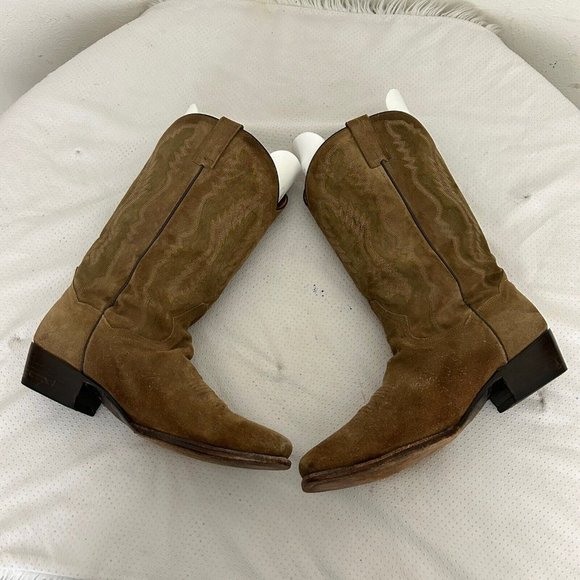 Dan Post Men's Western Cowboy Boots Tan Suede Leather Mid-Calf Size 11 EW DP381 - Picture 7 of 10
